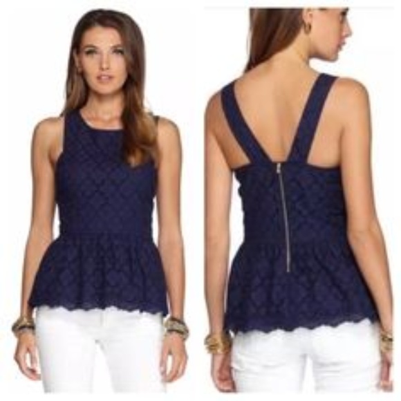 Lilly Pulitzer Tops - Lilly Pulitzer Ashton Eyelet Ruffled Peplum Tank